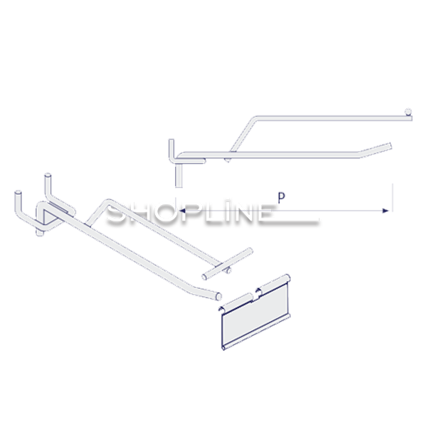 Dual Wire Hook for Perforated Back Panel with Label Holder