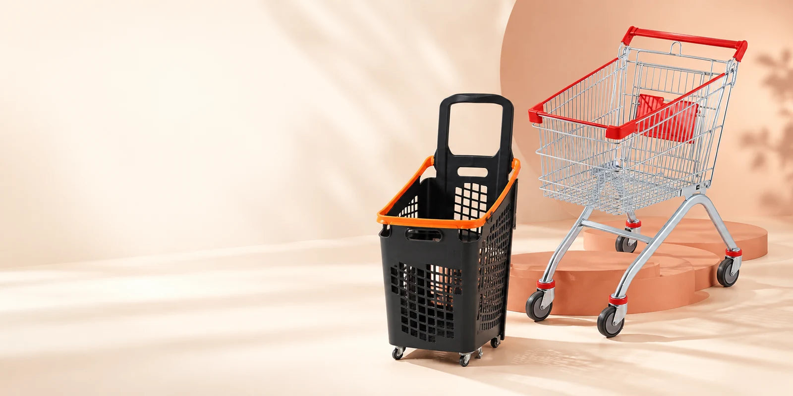 Metal shopping trolley and rolling basket